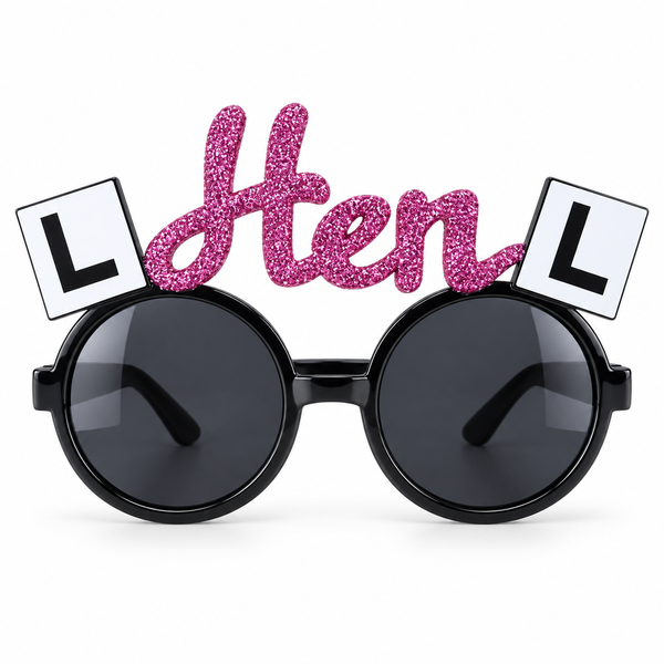 Hen's Night - Hen Party Novelty Glasses - Black with L Plates