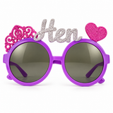 Hen's Night - Hen Party Novelty Glasses - Purple with Tiara & Heart