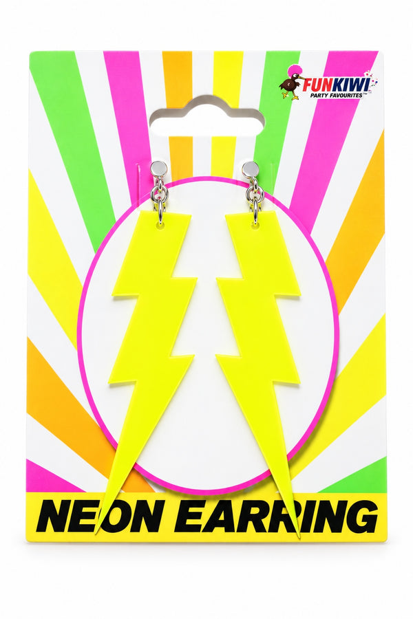 Neon Series (UV Glow) - Lightning Bolt Earrings (Yellow)