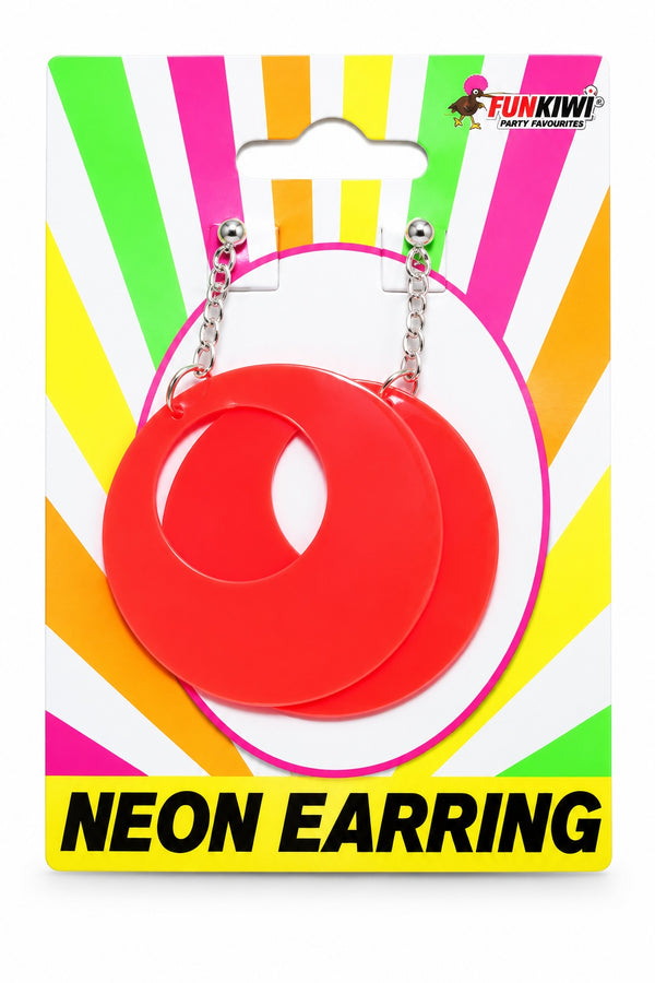 Neon Series (UV Glow) - Oval Earrings (Orange)