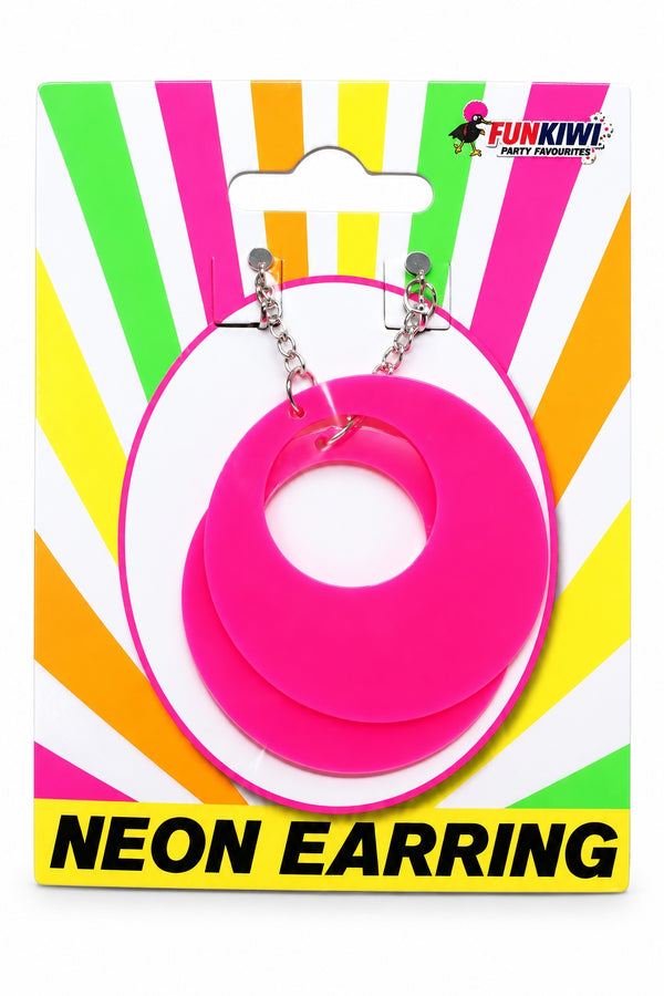 Neon Series (UV Glow) - Oval Earrings (Pink)