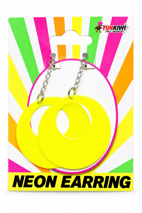 Neon Series (UV Glow) - Oval Earrings (Yellow)