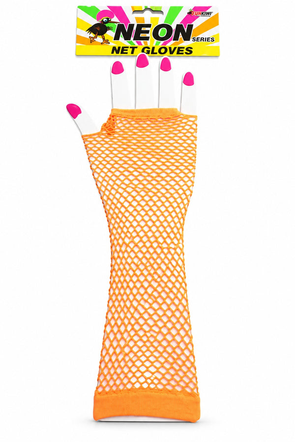 Neon Series (UV Glow) - Net Gloves (Orange)