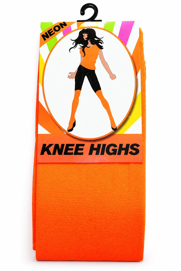 Neon Series (UV Glow) - Knee High Stockings (Orange)