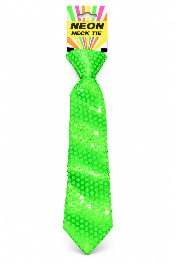 Neon Series (UV Glow) - Sequin Neck Tie (Green)