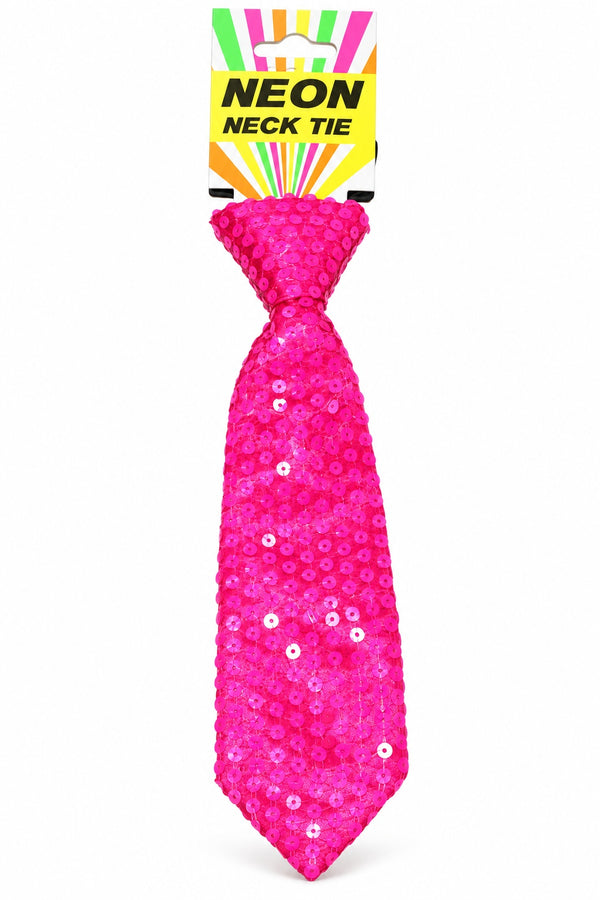 Neon Series (UV Glow) - Sequin Neck Tie (Pink)