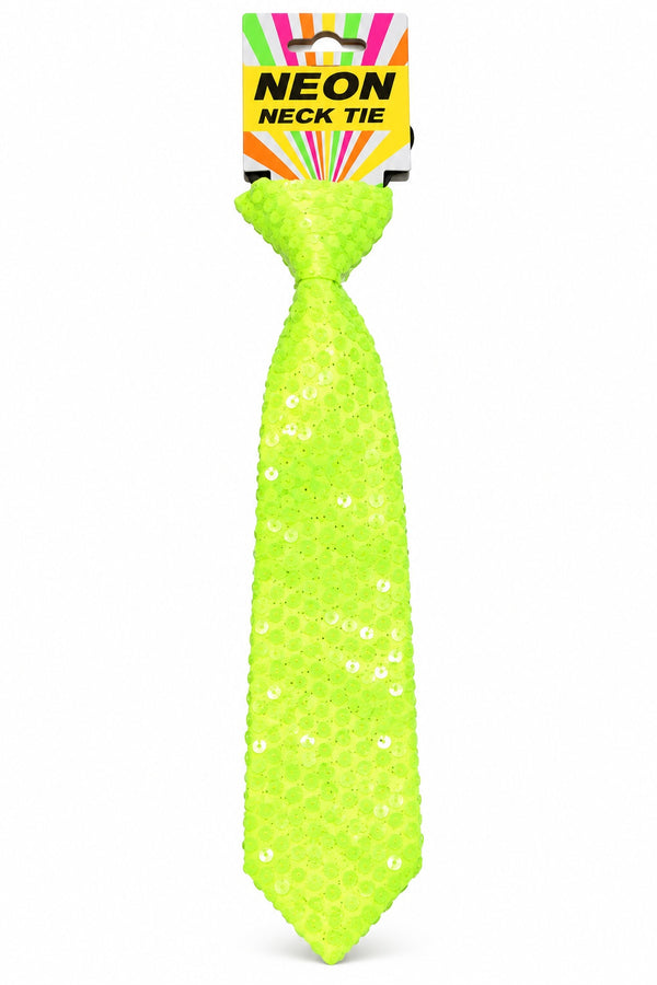 Neon Series (UV Glow) - Sequin Neck Tie (Yellow)