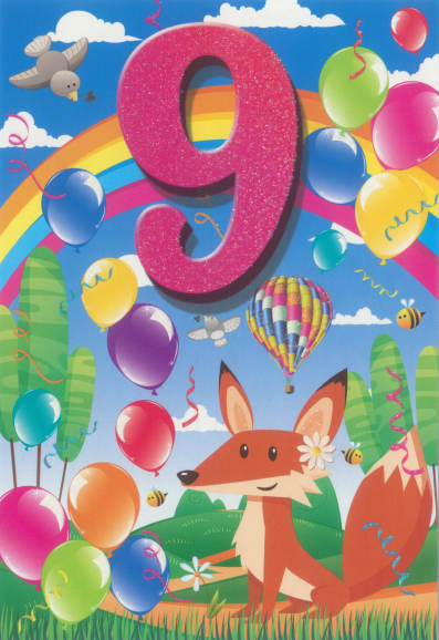 Glitter Party Age Greeting Card - Pink Fox (9)