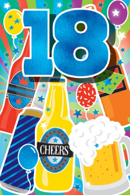 Glitter Party Age Greeting Card - Blue Beers (18th)
