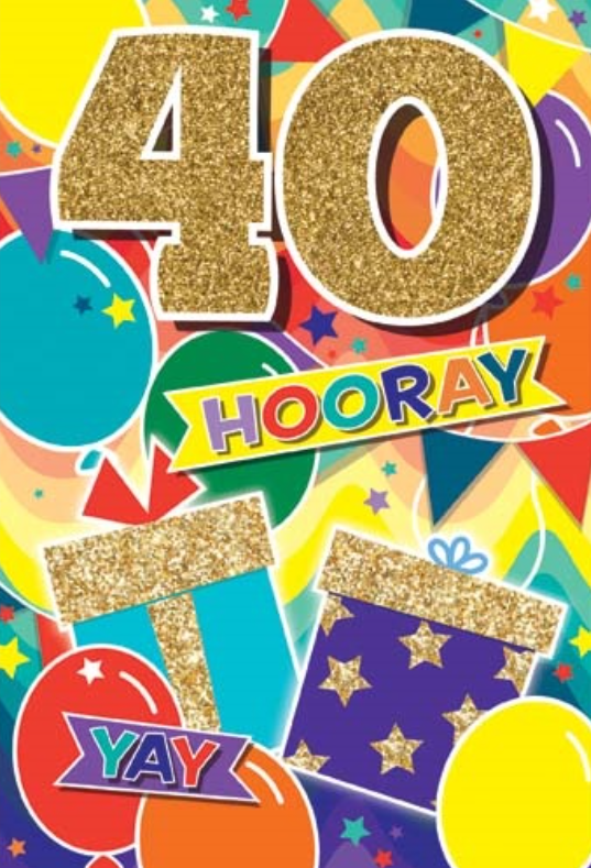 Glitter Party Age Greeting Card - Gold Gifts (40th)