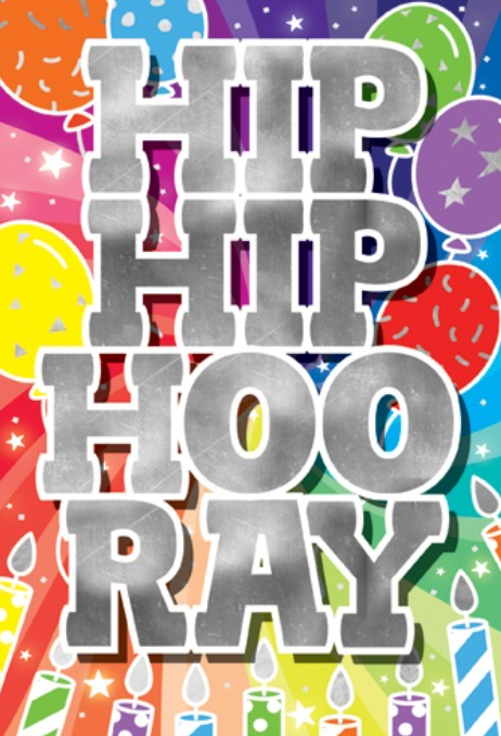 Glitter Party Age Greeting Card - Hip Hip Hooray