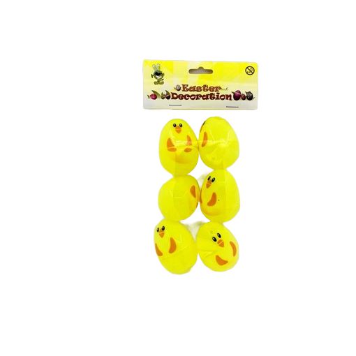 Fillable Plastic Eggs (6cm) 6PK - Chicken Design