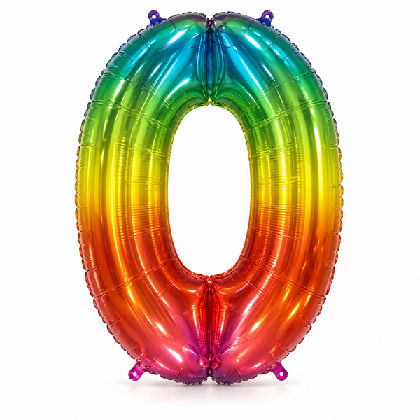Rainbow Number 0 Foil Balloon