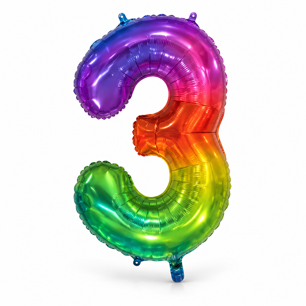 Rainbow Number 3 Foil Balloon