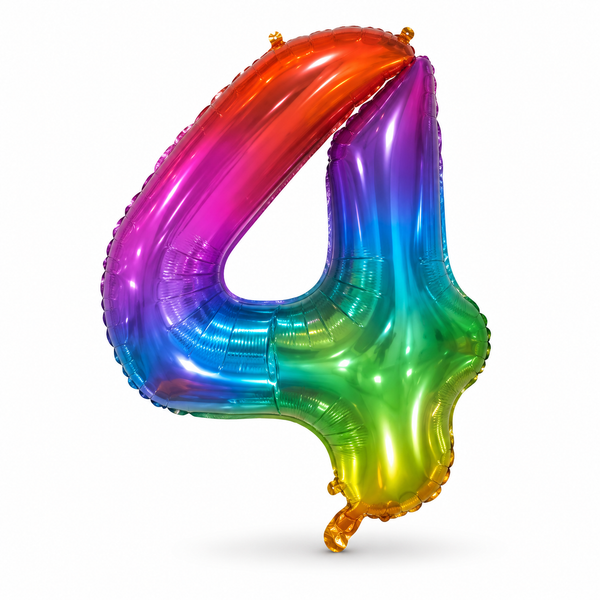 Rainbow Number 4 Foil Balloon