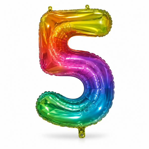 Rainbow Number 5 Foil Balloon