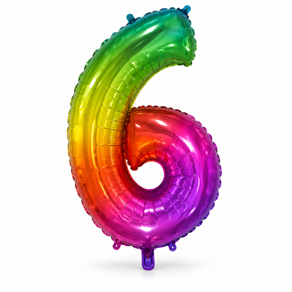 Rainbow Number 6 Foil Balloon