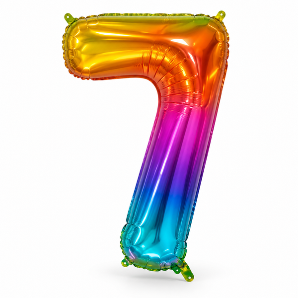 Rainbow Number 7 Foil Balloon
