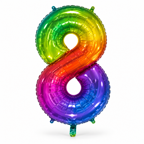 Rainbow Number 8 Foil Balloon