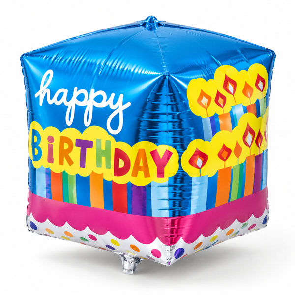 Foil Balloon (35x70cm) - Happy Birthday Cube