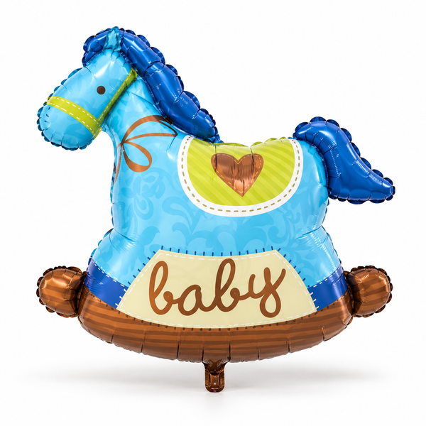 Foil Balloon (91x89cm) - Baby Rocking Horse Blue