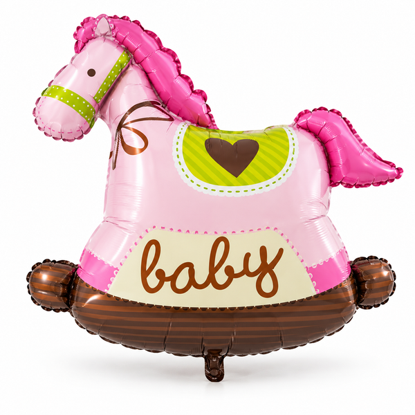 Foil Balloon (91x89cm) - Baby Rocking Horse Pink