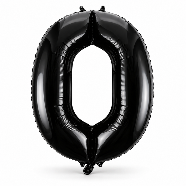 Black Number 0 Foil Balloon