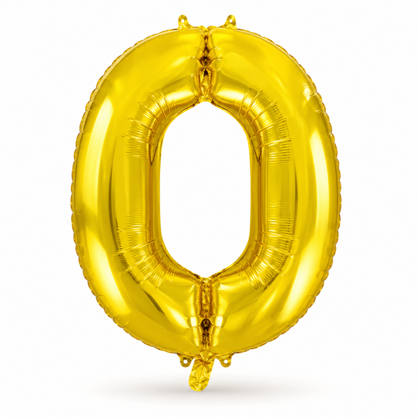 Gold Number 0 Foil Balloon
