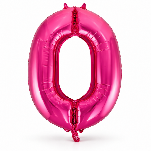Hot Pink Number 0 Foil Balloon