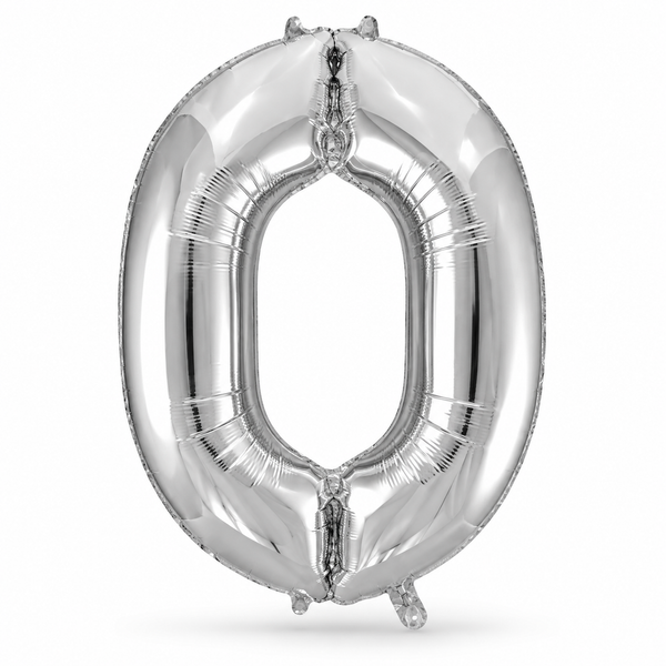 Silver Number 0 Foil Balloon