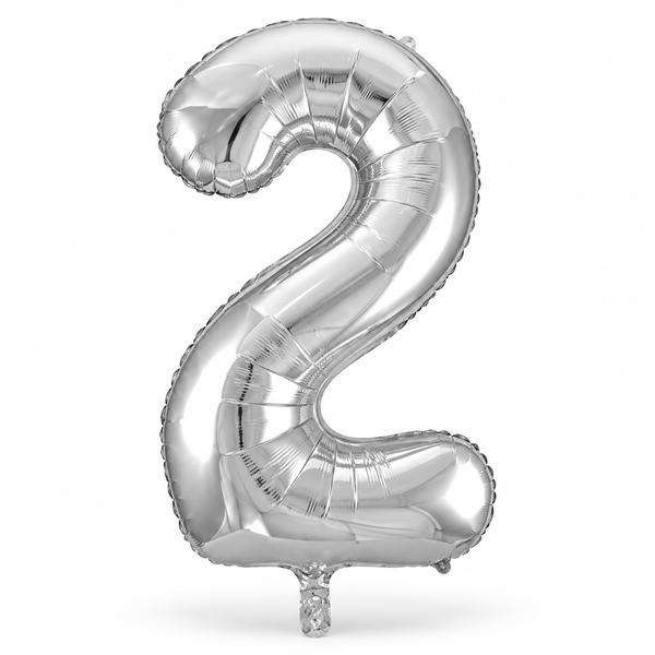 Silver Number 2 Foil Balloon