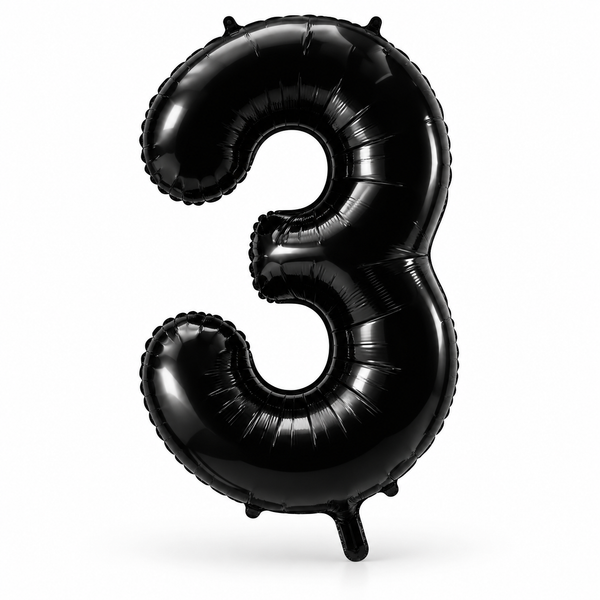 Black Number 3 Foil Balloon