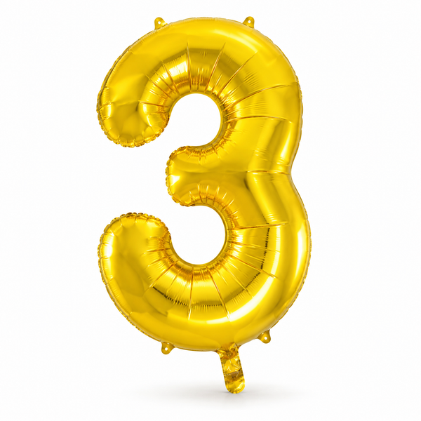 Gold Number 3 Foil Balloon
