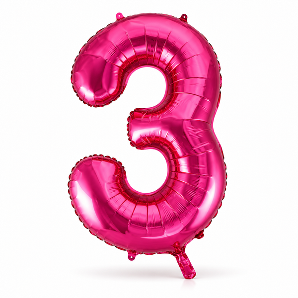 Hot Pink Number 3 Foil Balloon