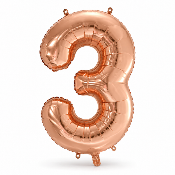 Rose Gold Number 3 Foil Balloon