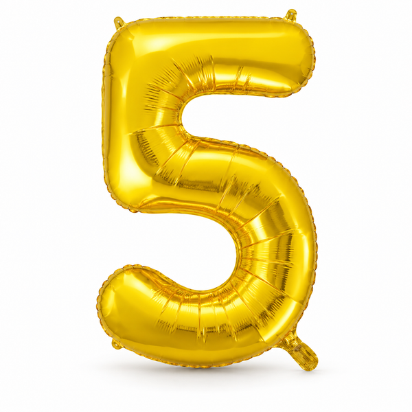 Gold Number 5 Foil Balloon