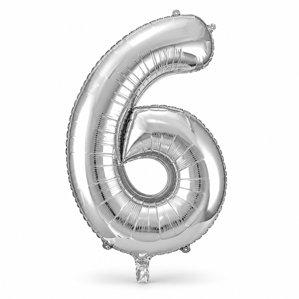 Silver Number 6 Foil Balloon