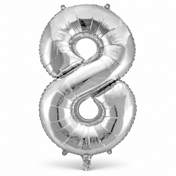 Silver Number 8 Foil Balloon