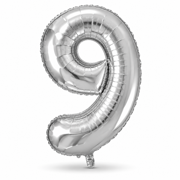 Silver Number 9 Foil Balloon