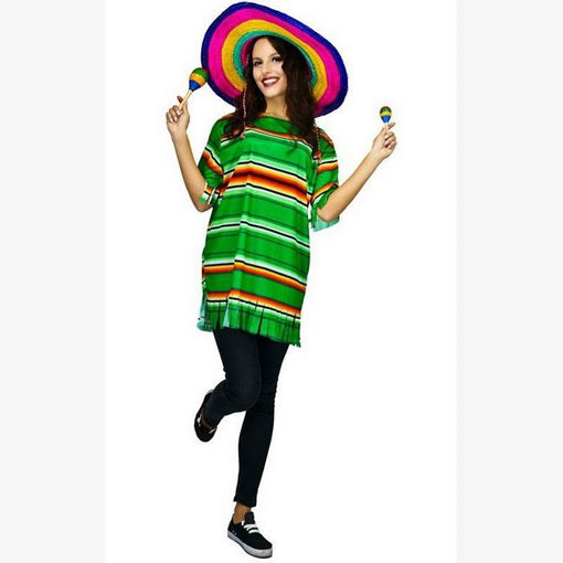 Green Striped Poncho costume