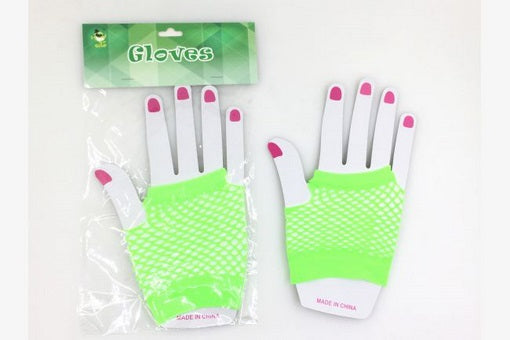 Dress Up Accessory - Short Fishnet Gloves (Green)