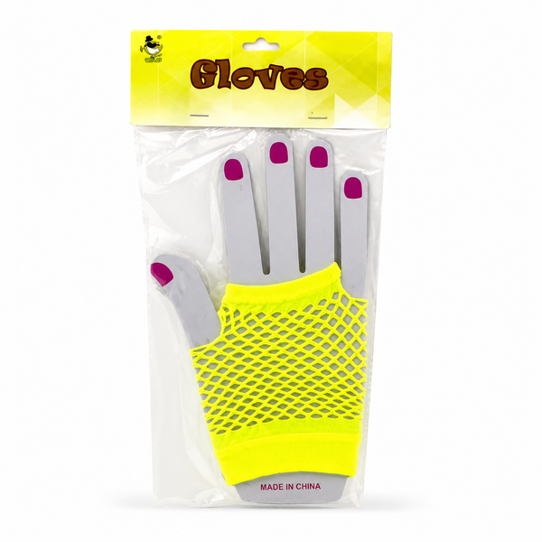 Dress Up Accessory - Short Fishnet Gloves (Yellow)