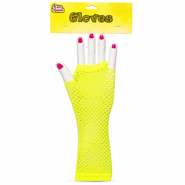 Dress Up Accessory - Long Fishnet Gloves (Yellow)
