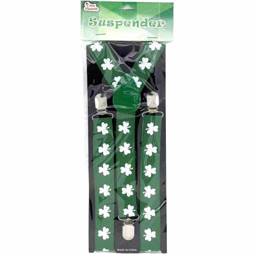 St Patrick's Day Dress Up Suspenders (Green Clover)