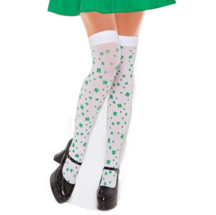 St Patrick's Day Dress Up - White Stockings With Clovers