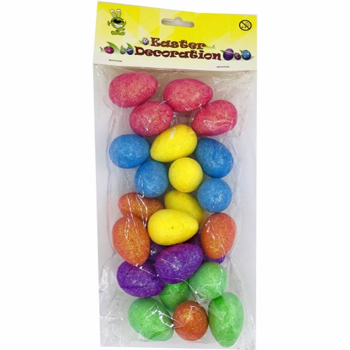 Glitter Polystyrene Eggs (2.5x3.5cm) 24PK