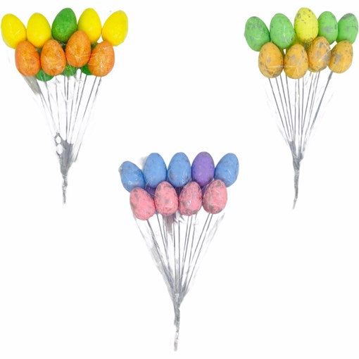 Coloured Polystyrene Eggs (3x4cm) 12PK