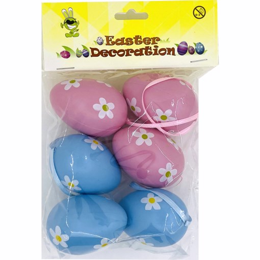 Decorative Plastic Easter Eggs (6x4cm) 6PK - Blue/Pink