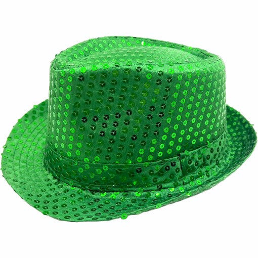 Dress Up Accessory - Sequin Fedora Hat (Green)