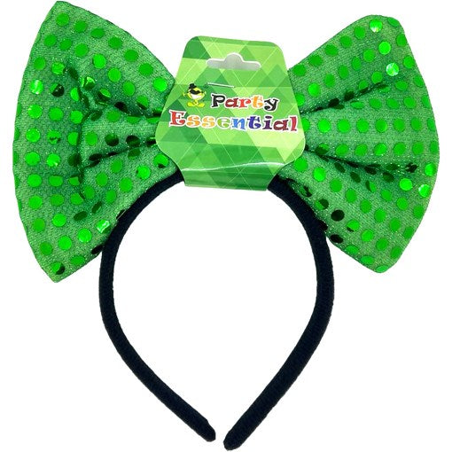 Dress Up Accessory - Metallic Polka Dot Jumbo Bow Headband (Green)